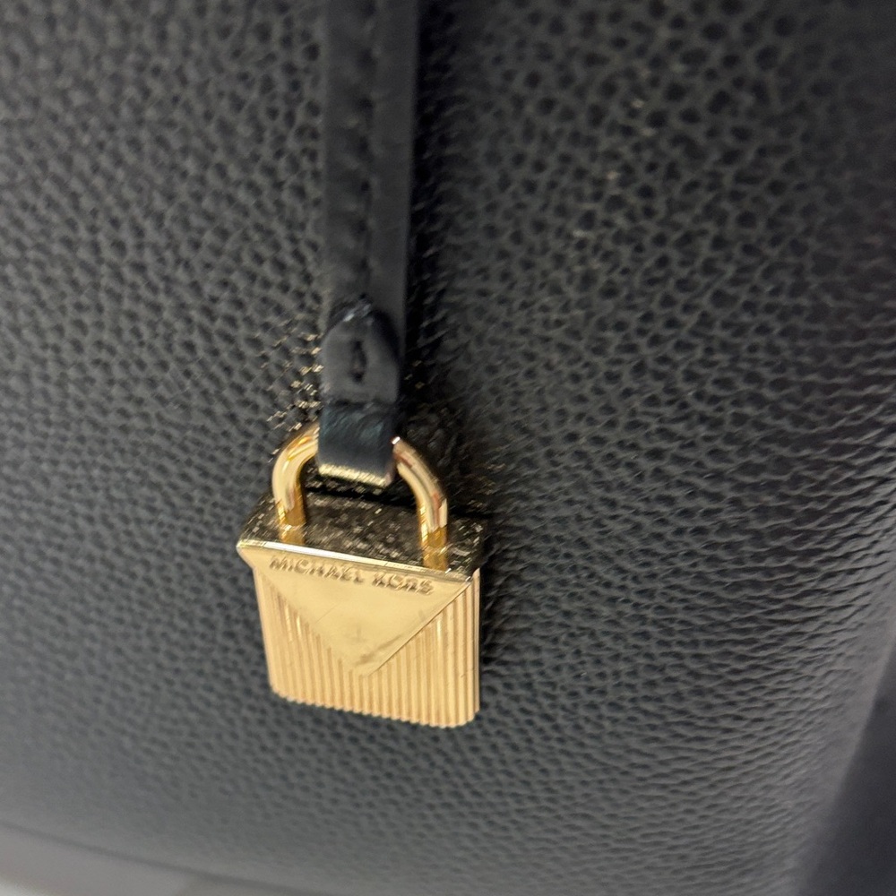 Michael Kors Black Leather Satchel with Gold Hardware - Picture 10 of 17